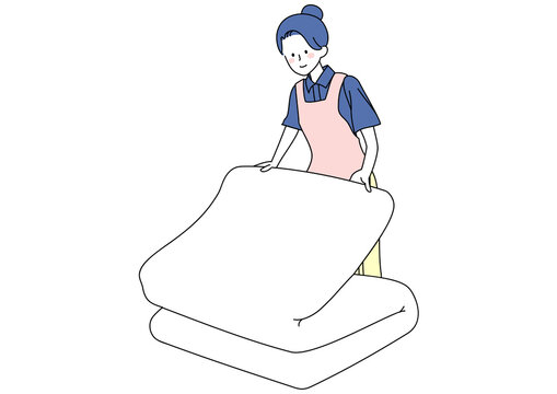 recommend clip art: 布団をたたむ女性