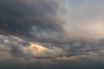 Fototapeta na wymiar dramatic sky clouds in scary stormy thunder weather