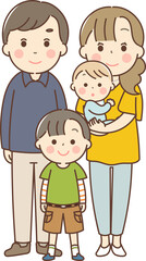 Fototapeta na wymiar 若い夫婦と赤ちゃんと男の子