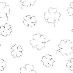 four leaf clover seamless pattern. st patricks day symbol. vector illustration hand drawn in doodle line art style.