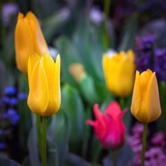Wiosenne tulipany o poranku na zamku wawelskim