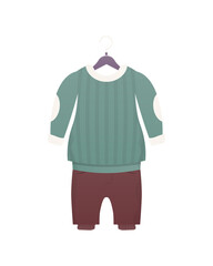 Jacket and shorts. A set of children's clothes for a boy. Isolated. Cartoon style. Vector illustration.