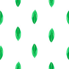 Leaf seamless pattern. Watercolor illustration. Isolated on a white background. For design.