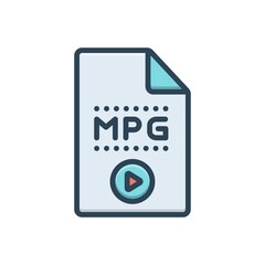 Color illustration icon for mpg file