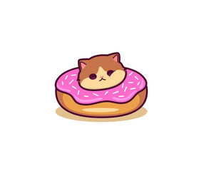 Cute cat in the middle of the donut