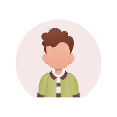 Avatar of a cute little boy. isolated. Vector illustration in cartoon style.