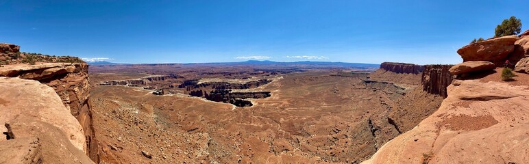 Fototapeta na wymiar Canyonlands National Park, Moab, Utah, USA. It’s known for its dramatic desert landscape carved by the Colorado River. Grand View Point of Island in the Sky District, offers a spectacular view