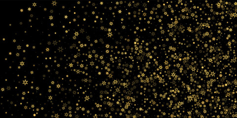 Falling Snow flakes golden pattern Holiday Vector