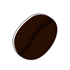 Hand drawn coffee bean isolated on a white background. Vector illustration.