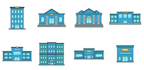 public buildings set of icons