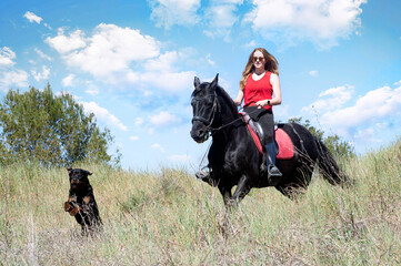 riding girl and horse