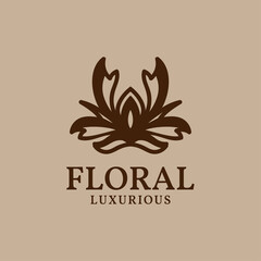 abstract floral vector logo design suitable for luxurious and vintage brand