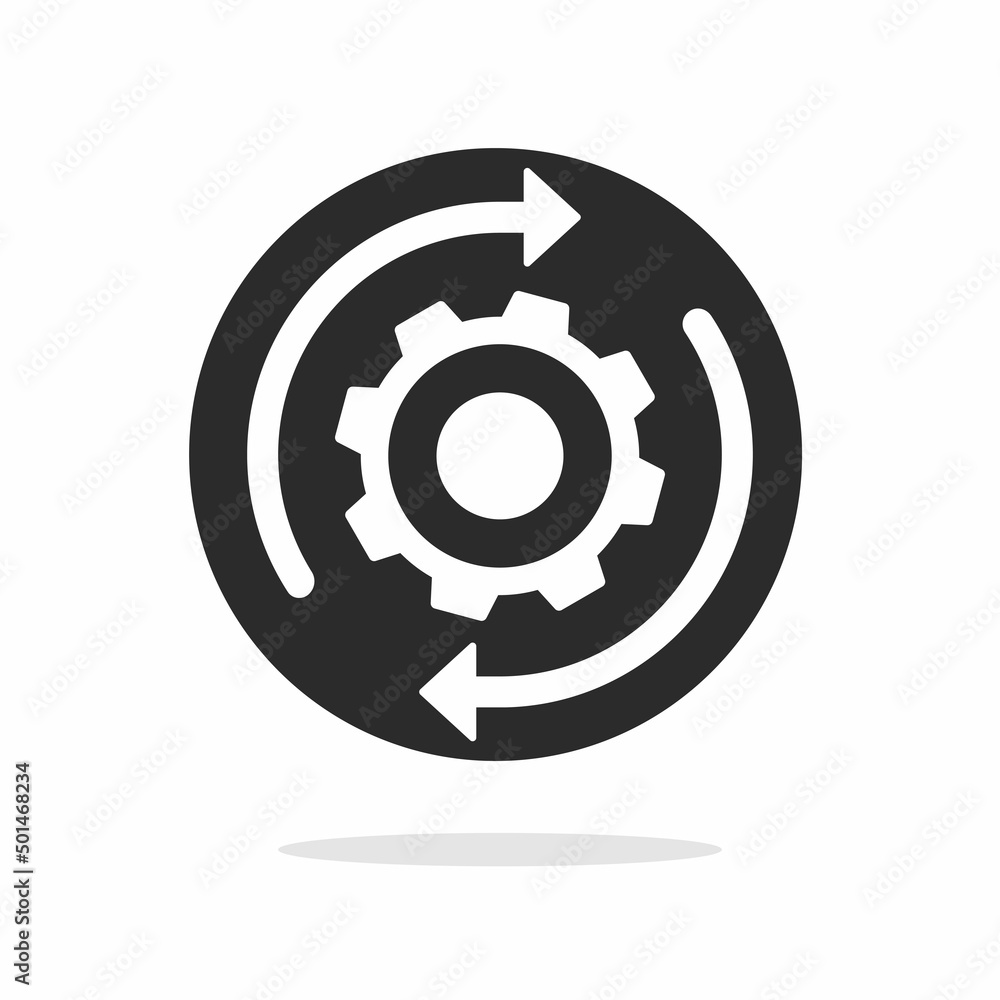 Poster icon of execute customization process vector graphic or implement integration change rotation cycle 