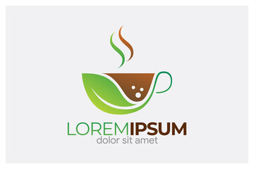 Creative colorful black tea cup Logo illustration