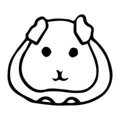 Vector illustration of cute cartoon character Little guinea pig or hamster for children, coloring page hand drawn style