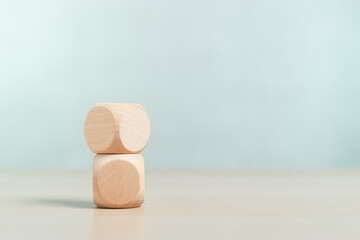 Concept of education and development. Blank wooden cube block sort on table use for create text or symbol.