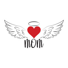 Angel mom hand drawn beautiful memory ,phrase