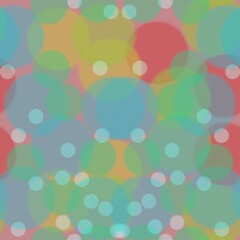 Seamless pattern of blue, yellow, red circles with texture on a pink background for textile. Geometric abstract pattern for covers, wallpapers.