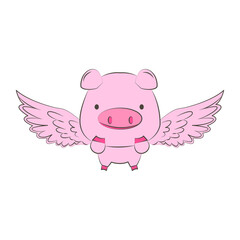 Vector cute angel pig cartoon design