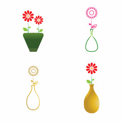 Flower vase vector icon