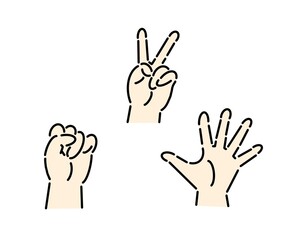 じゃんけんのグーチョキパーの手