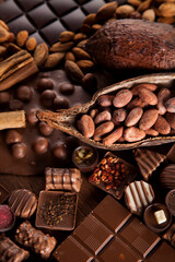 Cinnamon, Dark chocolate with milk and candy sweet