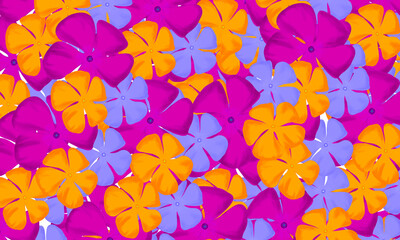Colorful purple ,yellow and  violet   tropical flower hand drawn watercolor digital painting fresh spring nature wallpaper design background