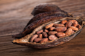 Aromatic cocoa, powder and food dessert background