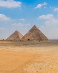 Fototapeta na wymiar The Pyramid of Khufu and the Pyramid of Khafre in Egypt