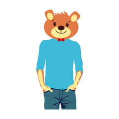 Vector illustration of bear kid dressed up