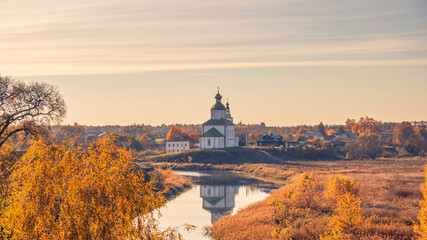 The ancient town of Suzdal in the evening.