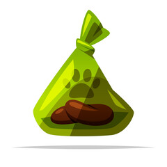 Dog poop in a plastic bag vector isolated illustration