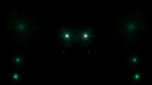 Animation blue light sparkles on black background.
