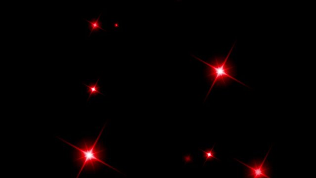 Animation red light sparkles on black background.
