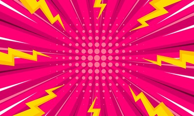 Blank comic cartoon pink background with thunder