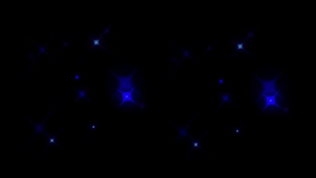 Animation blue light sparkles on black background.
