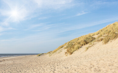 Fototapeta na wymiar sand dunes in the coast of Nord Sea in Netherlands