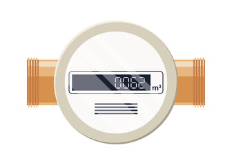 Gas meter. Automatic meter natural gas. Household or industrial measuring equipment in flat style. Fuel consumption control. Vector illustration isolated on white background.