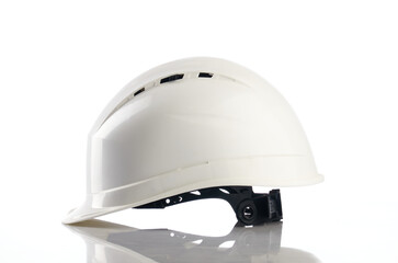 Plastic safety helmet isolated on white background.