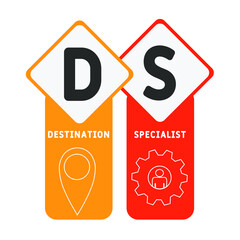DS - Destination Specialist acronym. medical concept background.  vector illustration concept with keywords and icons. lettering illustration with icons for web banner, flyer, landing pag 
