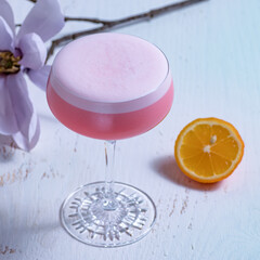 Classic pink sour cocktail 
