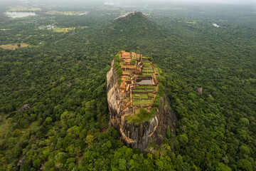 Sigiriya Lion's Rock Sri Lanka, panoramic aerial view