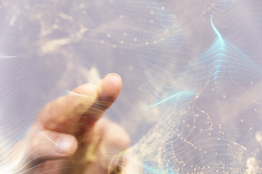 Concept of internet network. double exposure