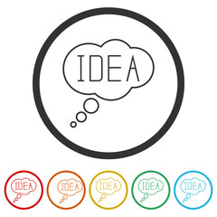 Idea Thought cloud icon. Set icons colorful