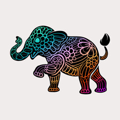 Gradation elephant zentangle arts. isolated on a white background