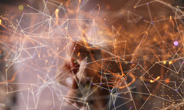 Neural network concept. Connected cells with links.