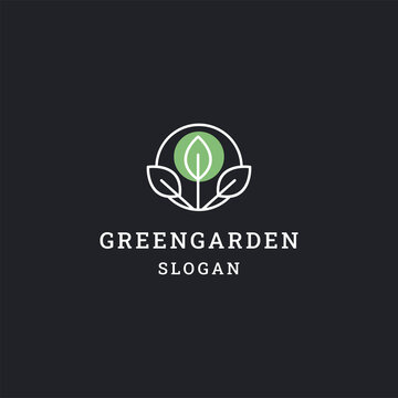 Green garden logo icon flat design template 