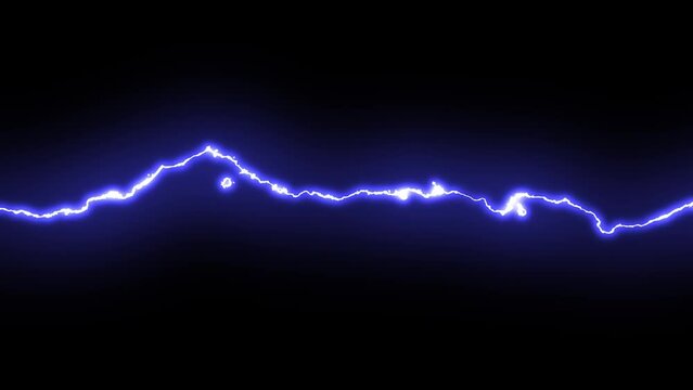 Electric lightning on a black background. Strong luminous discharge.