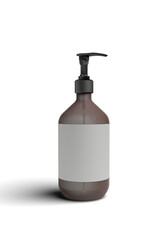 cosmetic bottle mockup with silver cap. realistic illustration. 3d rendering.