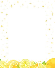 キラキラ可愛いレモンのフレームイラスト